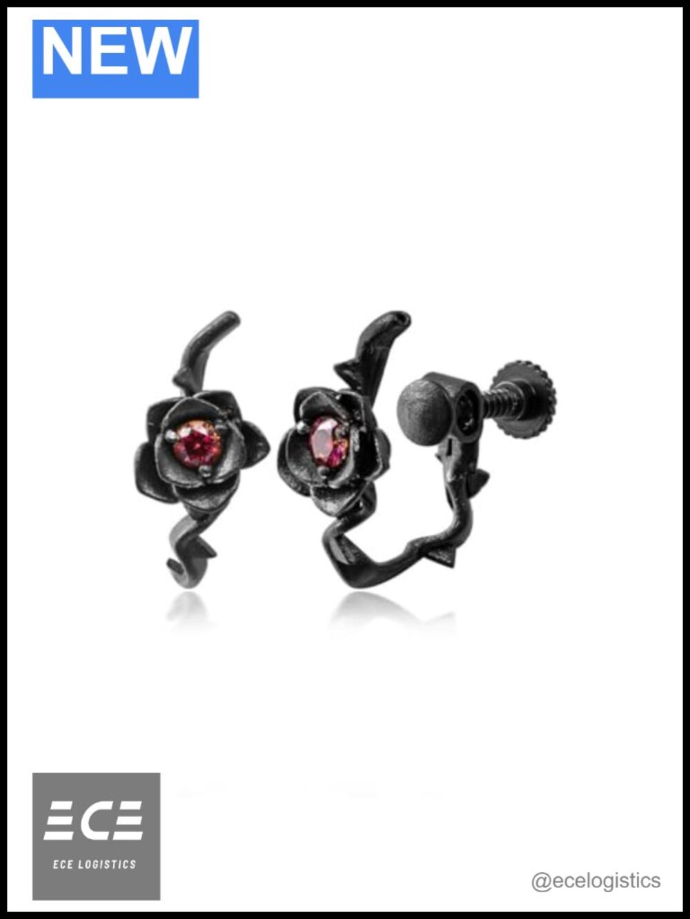 Moissanite Thorn Rose Earrings 925 Sterling Silver Copper Alloy Hypoallergenic